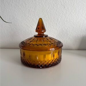 Not available! Vintage amber glassware with candle